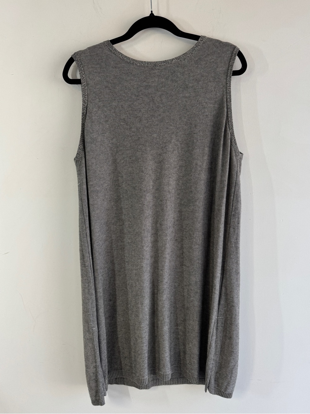Eileen Fisher Sleeveless Tunic Grey Knit Top XL Merino Lyocell Minimalist